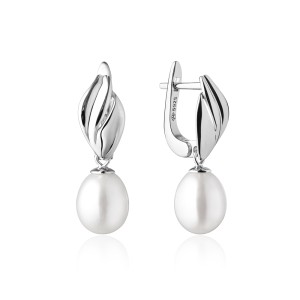Cercei argint cu perle naturale albe si tortite DiAmanti SK20465EL_W-G (Argint 925‰ 3 g.)